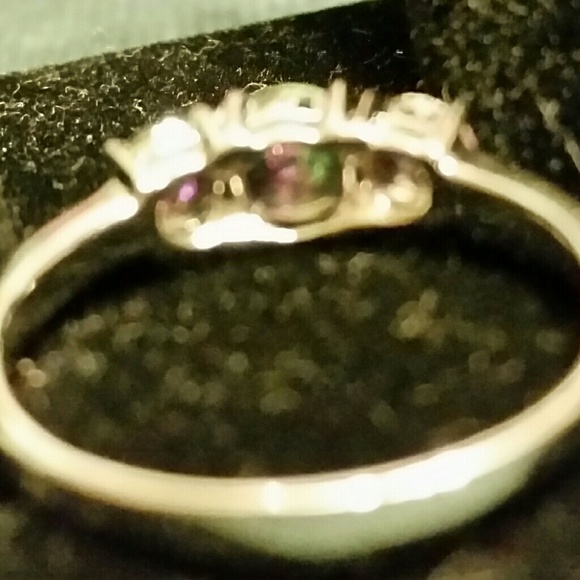 .925 Silver 3-Stone Rainbow Topaz Ring - Picture 5 of 6